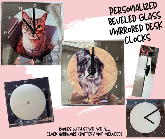 Personalized/Custom Glass Mirrored Sublimated Clock - Your Pictures