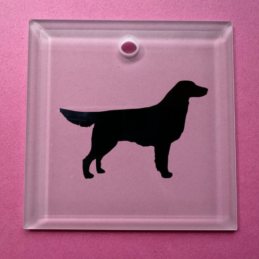 Glass Beveled Frosted Ornament - Flat Coat Retriever